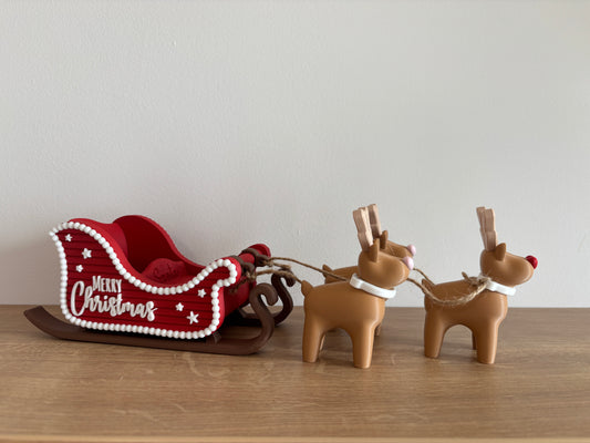 Božične sani in 3 jelenčki